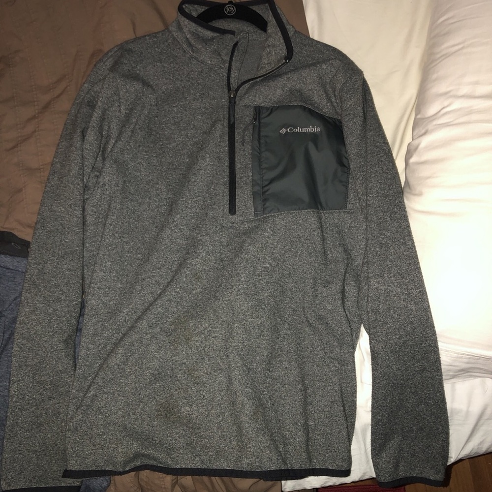 Columbia heather grey quarter zip sweater.